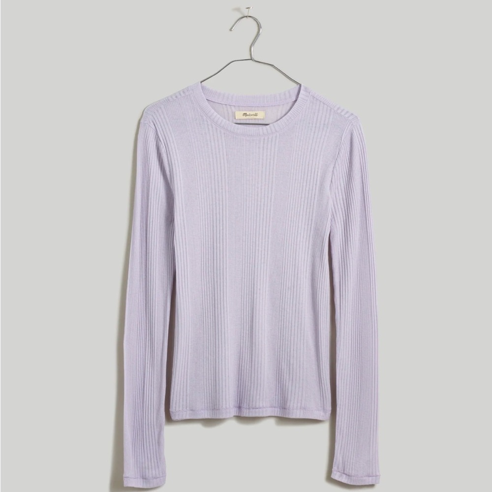 NWT Madewell Variegated Ribbed Crewneck Long-Sleeve Tee